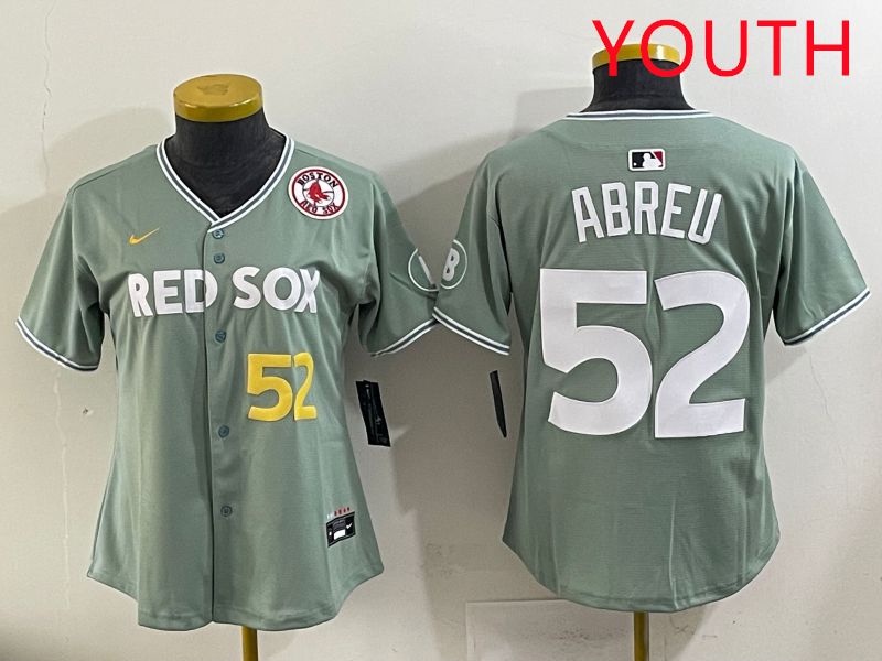Youth 2025 Boston Red Sox #52 Abreu Light Green Joint Name Nike MLB Jersey style 6